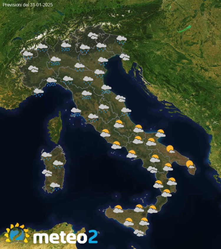 Il Meteo in Italia per il giorno Venerdì 31 Gennaio 2025 Il Meteo in Italia per il giorno Venerdì 31 Gennaio 2025
