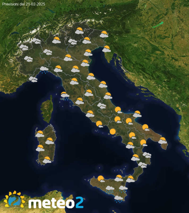 Il Meteo in Italia per Venerdì 21 Febbraio 2025 Il Meteo in Italia per Venerdì 21 Febbraio 2025