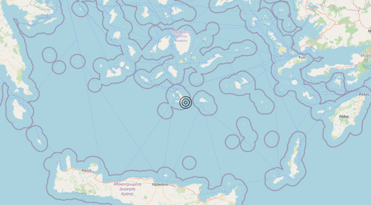 Terremoto Dodecanese Islands, Greece [Sea: Greece] – Magnitudo 4.6