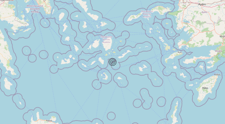 Terremoto Dodecanese Islands, Greece [Sea: Greece] – Magnitudo 4.7
