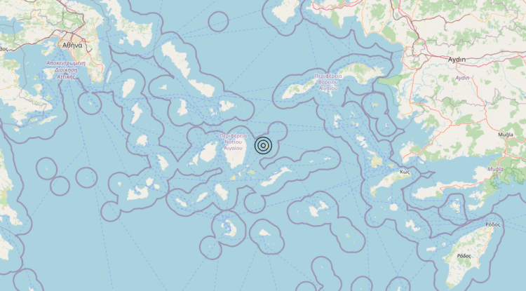 Terremoto Dodecanese Islands, Greece [Sea: Greece] – Magnitudo 4.5