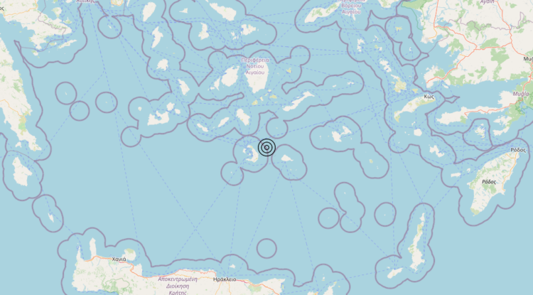 Terremoto Dodecanese Islands, Greece [Sea: Greece] – Magnitudo 4.9