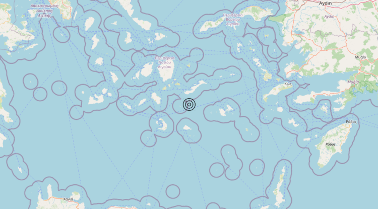 Terremoto Dodecanese Islands, Greece [Sea: Greece] – Magnitudo 4.5