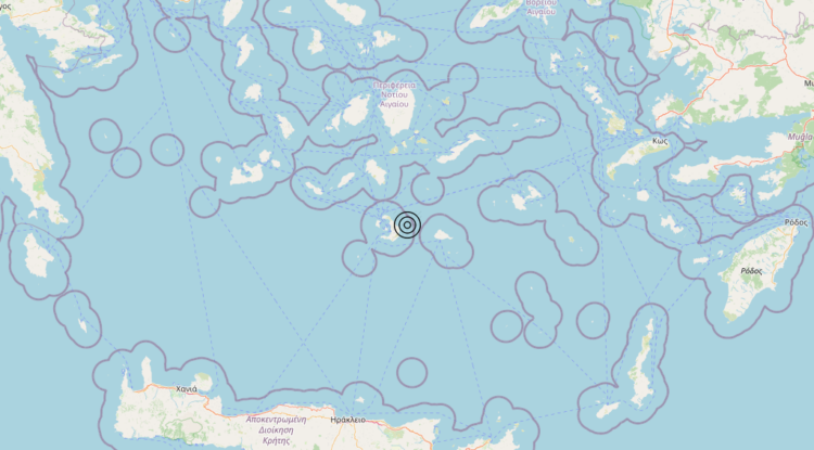 Terremoto Dodecanese Islands, Greece [Sea: Greece] – Magnitudo 4.6