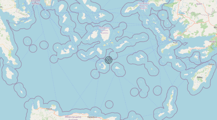 Terremoto Dodecanese Islands, Greece [Sea: Greece] – Magnitudo 4.9