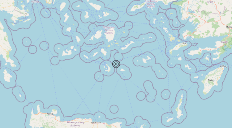 Terremoto Dodecanese Islands, Greece [Sea: Greece] – Magnitudo 4.9