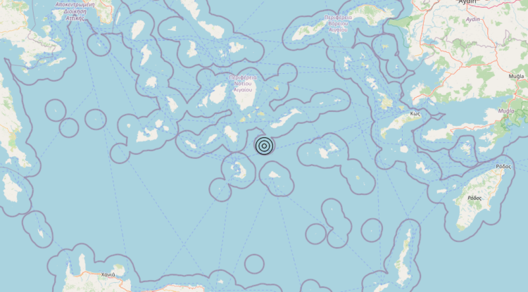 Terremoto Dodecanese Islands, Greece [Sea: Greece] – Magnitudo 5.4