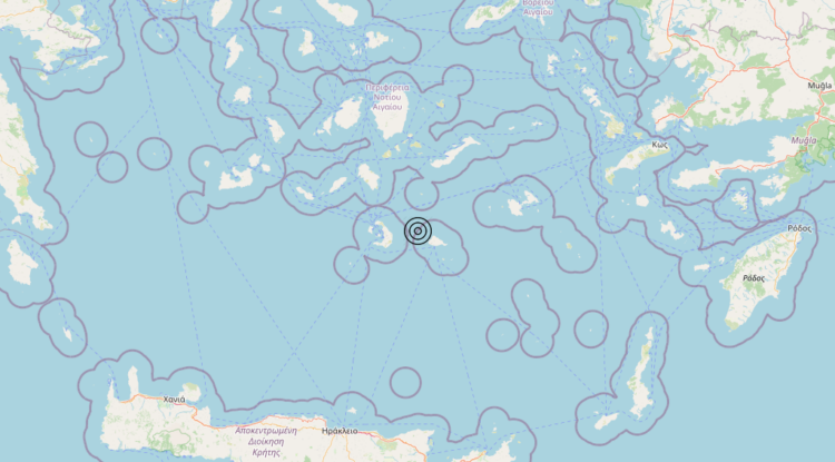 Terremoto Dodecanese Islands, Greece [Sea: Greece] – Magnitudo 4.9