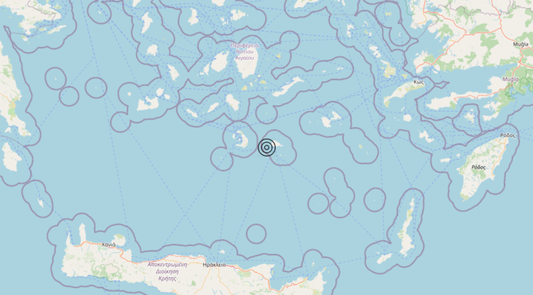 Terremoto Dodecanese Islands, Greece [Sea: Greece] – Magnitudo 4.6