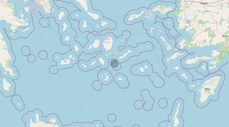 Terremoto Dodecanese Islands, Greece [Sea: Greece] – Magnitudo 4.5