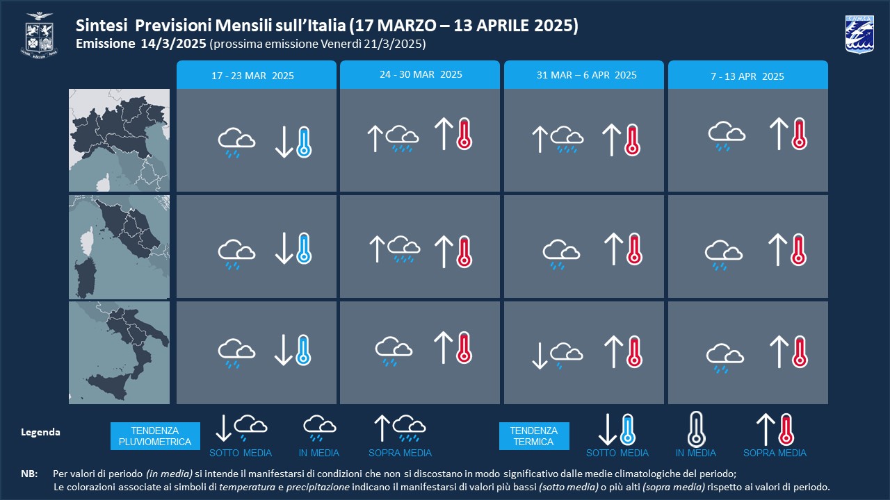 Previsioni meteo Aprile 2025
