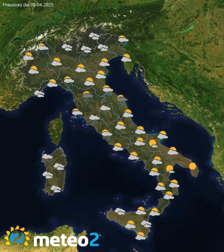 Il Meteo in Italia per Mercoledì 9 Aprile 2025