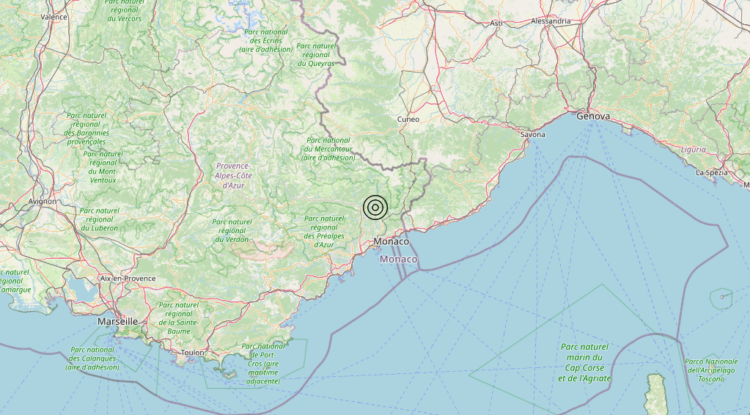 Terremoto Near south coast of France [Land: France] – Magnitudo 3.6