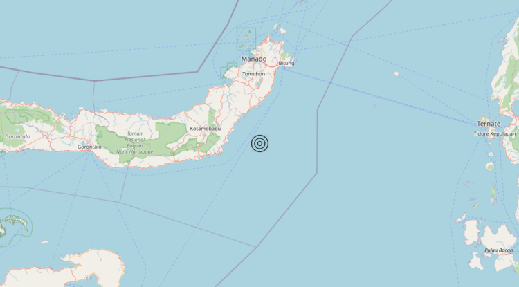 Terremoto Minahassa Peninsula, Sulawesi, Indonesia [Sea: Indonesia] – Magnitudo 5.7