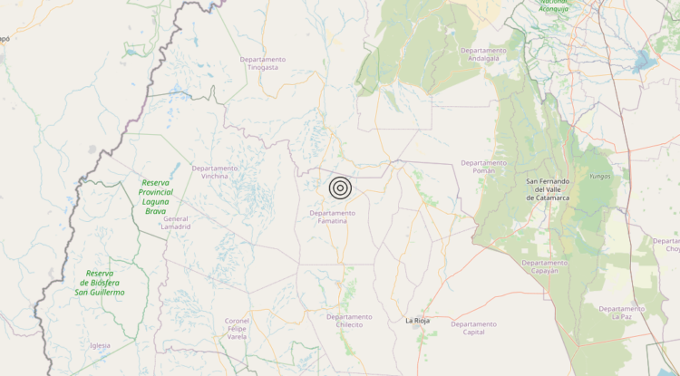 Terremoto La Rioja Province, Argentina [Land: Argentina] – Magnitudo 5.6