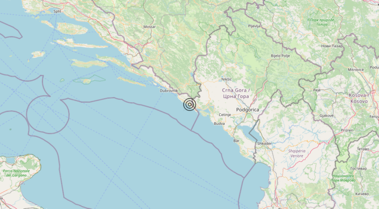 Terremoto Costa Montenegro (MONTENEGRO) – Magnitudo 3.7