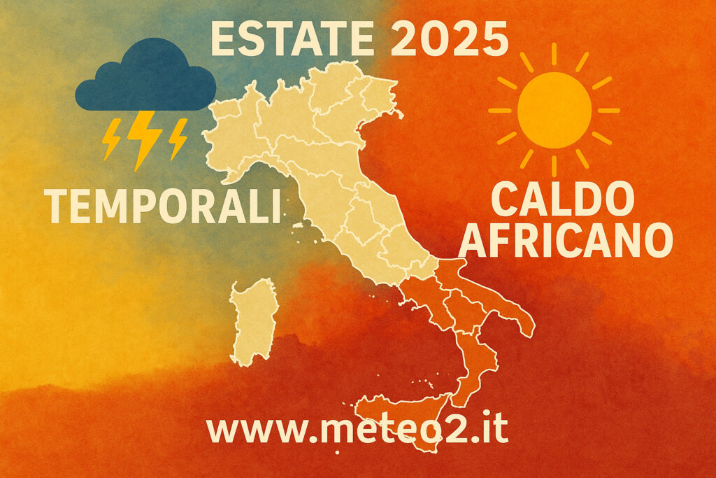 Estate 2025: il meteo spacca l’ Italia. Temporali al Nord e caldo africano al Sud