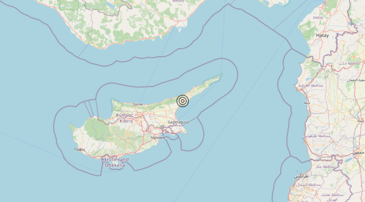 Terremoto Cyprus region [Sea: Cyprus] – Magnitudo 4.5