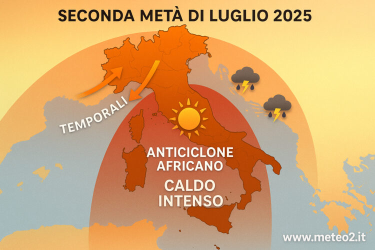 Previsioni meteo seconda metà luglio 2025: torna il caldo africano