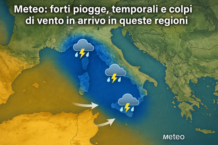 Meteo: forti piogge, temporali e colpi di vento in arrivo in queste regioni