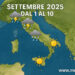 Meteo: settembre 2025 previsioni dal 1 al 10 del mese