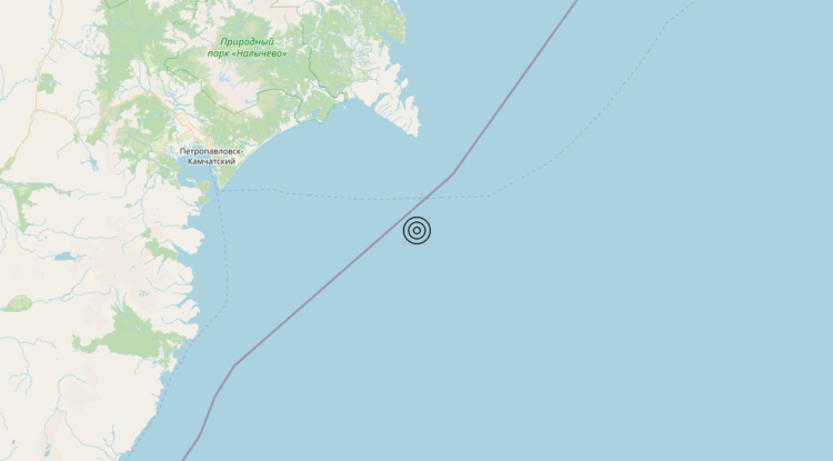 Terremoto Off east coast of Kamchatka Peninsula, Russia [Sea: Russia] – Magnitudo 5.8