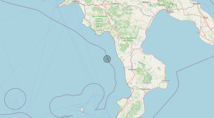 Terremoto Costa Calabra nord-occidentale (Cosenza) – Magnitudo 3.1