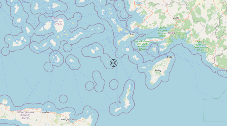 Terremoto Dodecanese Islands, Greece [Sea: Greece] – Magnitudo 4.7