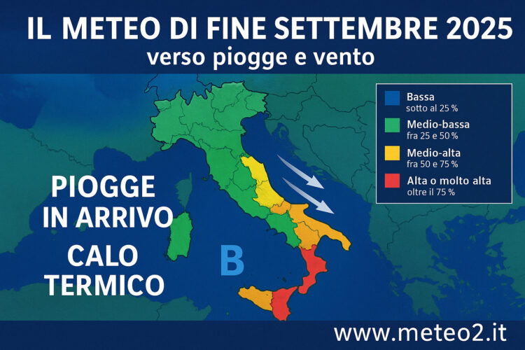 Il meteo di fine settembre 2025: verso piogge e vento