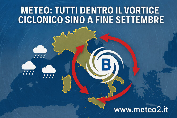 Meteo: vortice ciclonico attivo fino ai primi di ottobre 2025