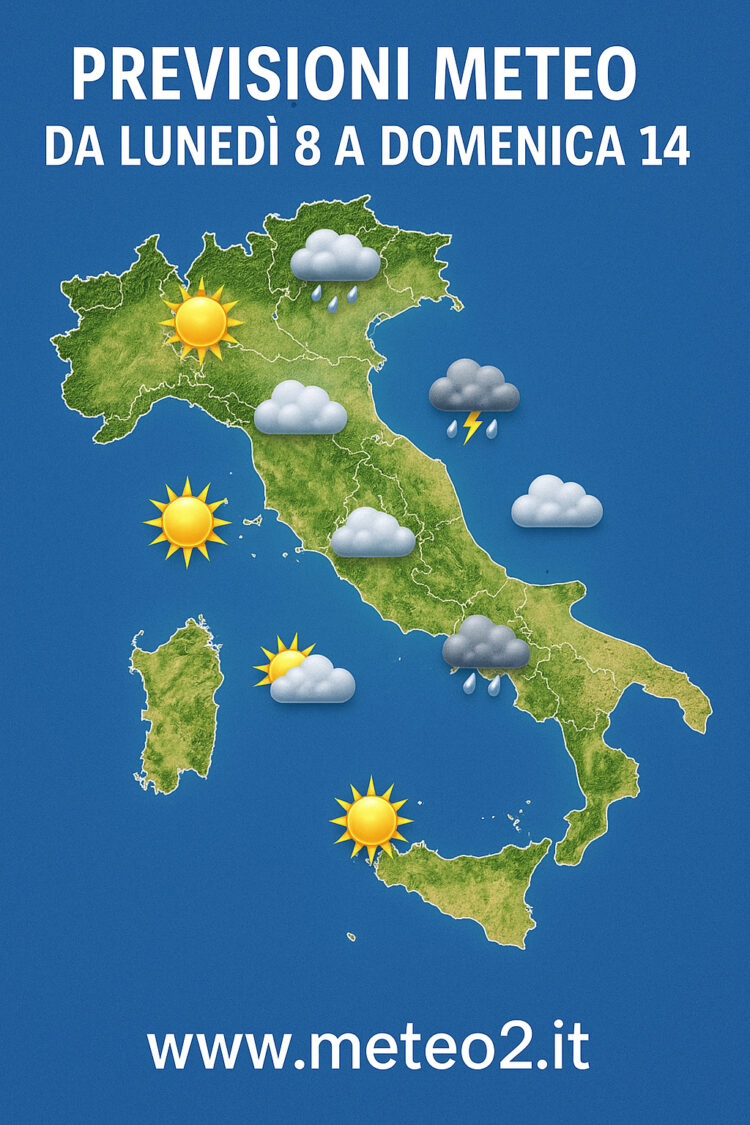 Previsioni meteo da lunedì 8 a domenica 14 settembre 2025