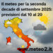 Il meteo per la seconda decade di settembre 2025: previsioni dal 10 al 20