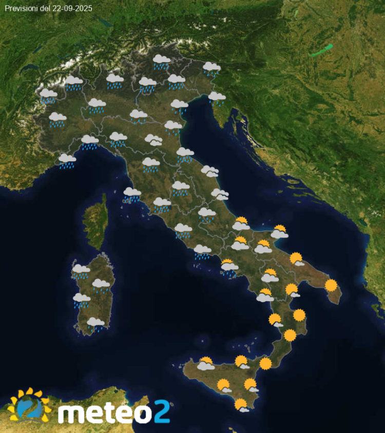 Il Meteo in Italia per Lunedì 22 Settembre 2025