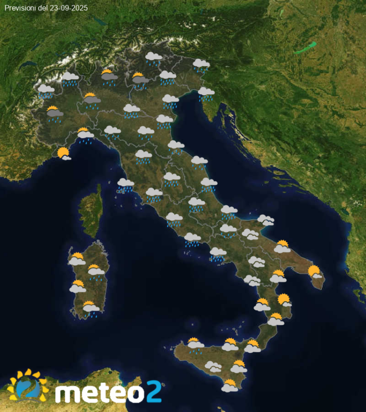 Il Meteo in Italia per Martedì 23 Settembre 2025