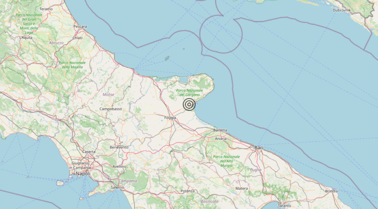 Terremoto 11 km SW Manfredonia (FG) – Magnitudo 3.0