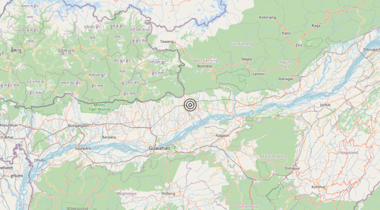 Terremoto Northeastern India [Land: India] – Magnitudo 5.7