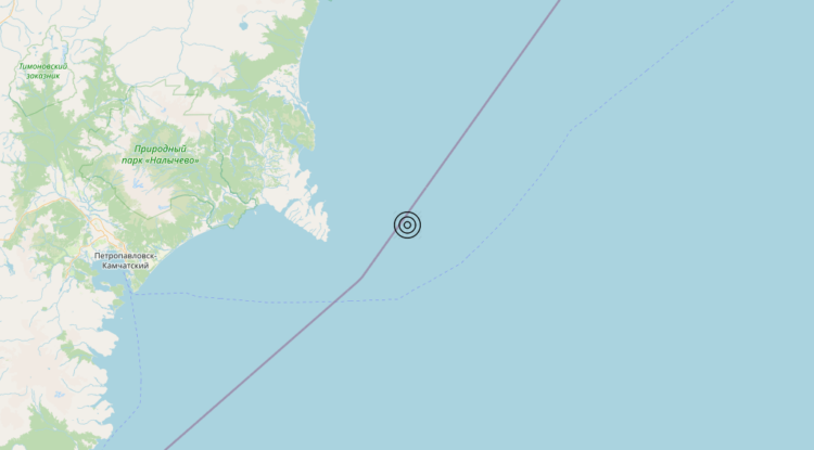 Terremoto Near east coast of Kamchatka Peninsula, Russia [Sea: Russia] – Magnitudo 7.7