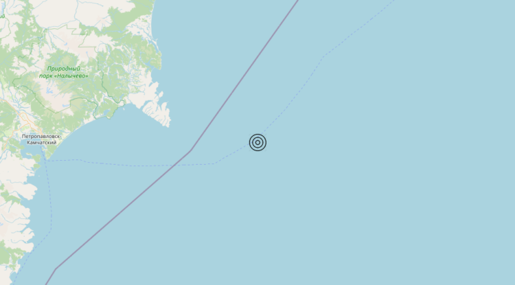 Terremoto Off east coast of Kamchatka Peninsula, Russia [Sea: Russia] – Magnitudo 5.8