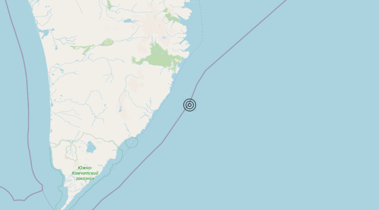 Terremoto Near east coast of Kamchatka Peninsula, Russia [Sea: Russia] – Magnitudo 5.8