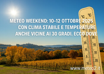 Meteo weekend: 10-12 ottobre 2025 con clima stabile e temperature anche vicine ai 30 gradi. Ecco dove.