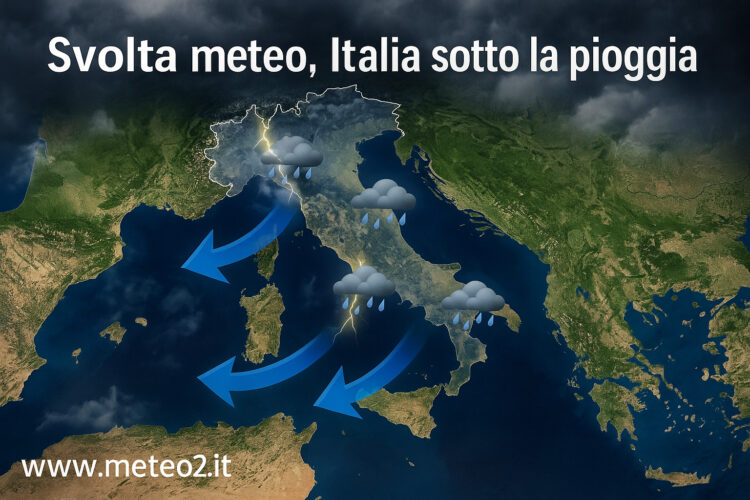 Svolta meteo, Italia sotto la pioggia