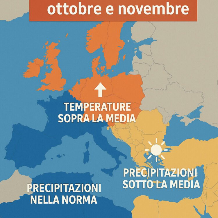 Meteo: tendenza per ottobre e novembre 2025