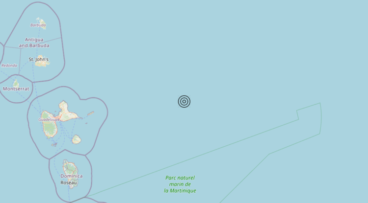 Terremoto Guadeloupe-Martinique [Sea] – Magnitudo 6.5