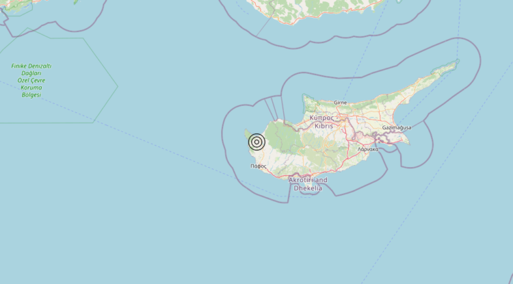 Terremoto Cyprus region [Land: Cyprus] – Magnitudo 4.7