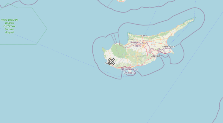 Terremoto Cyprus region [Land: Cyprus] – Magnitudo 5.5