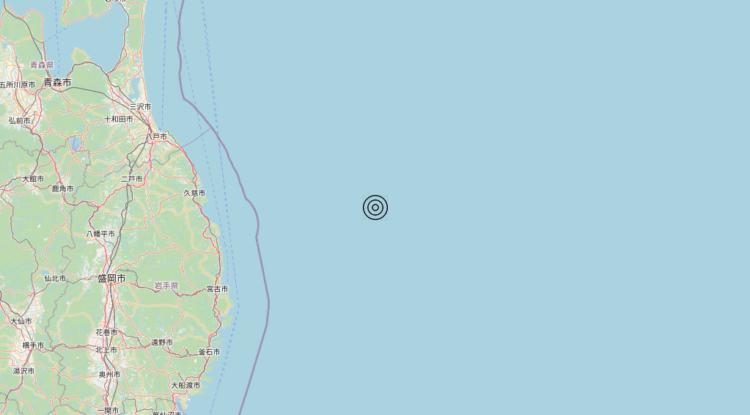 Terremoto Off east coast of Honshu, Japan [Sea: Japan] – Magnitudo 6.1