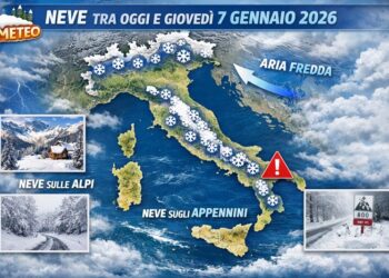 Meteo: ecco dove nevicherà tra oggi e giovedì 7 gennaio 2026