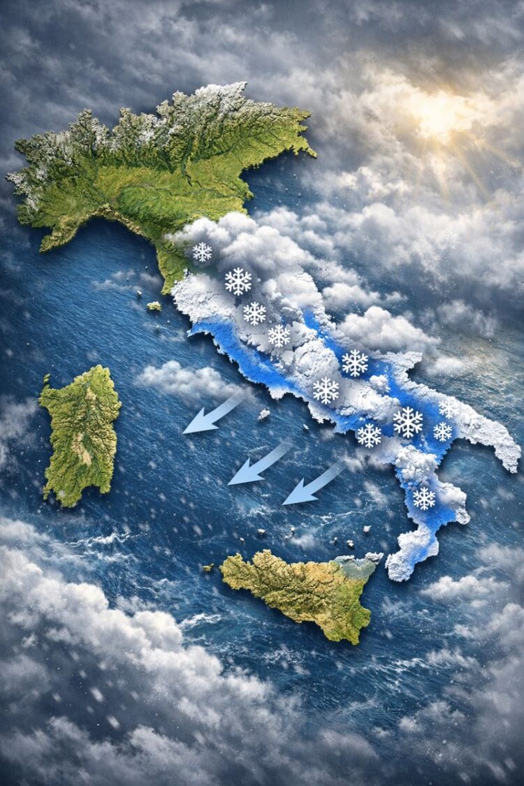 Meteo, neve oggi pomeriggio in arrivo al centro-sud