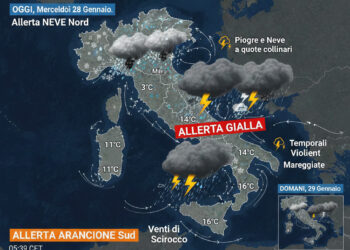 Meteo giornale: previsioni shock per oggi 28 e domani 29 gennaio