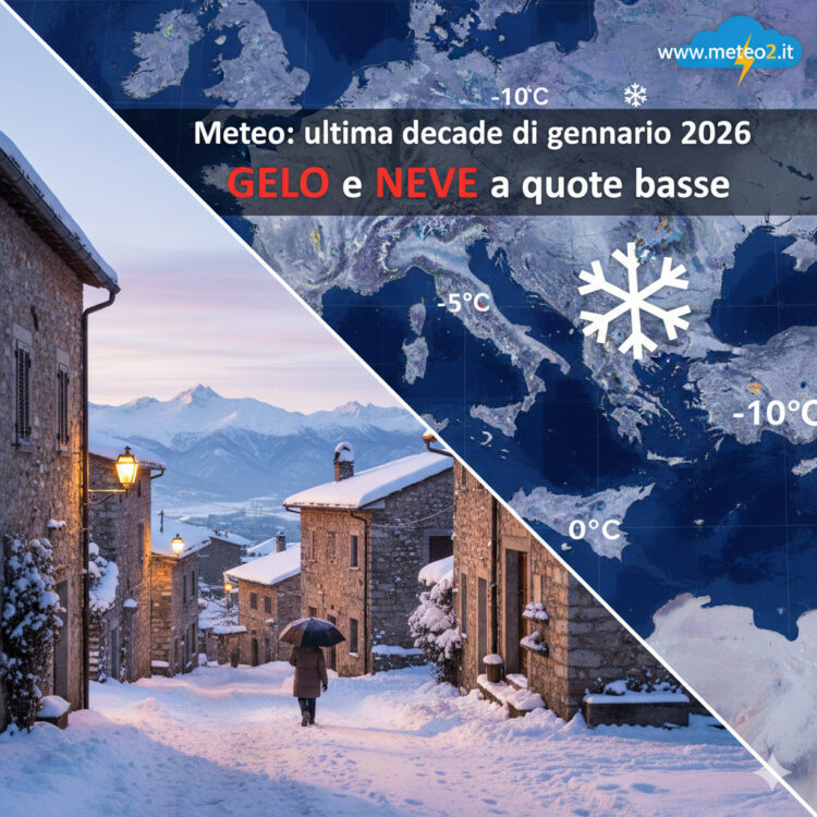 Meteo: ultima decade di gennaio 2026 con meteo gelido e neve a quote basse?
